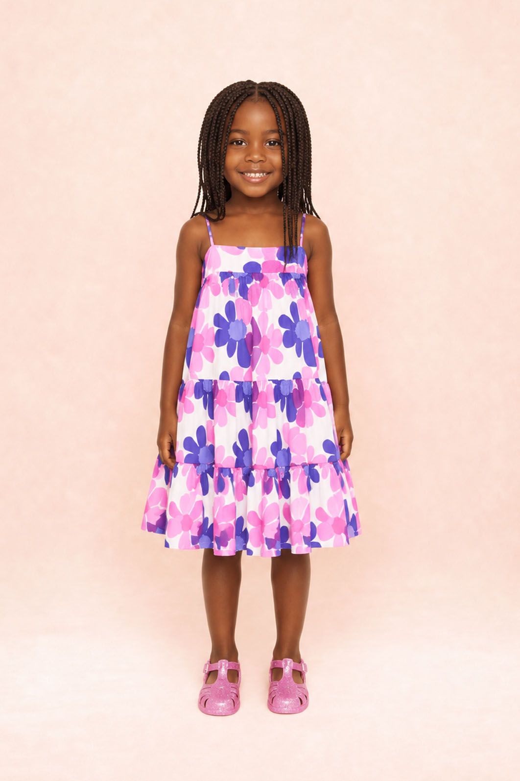 Vestido em estampa floral com alcinhas