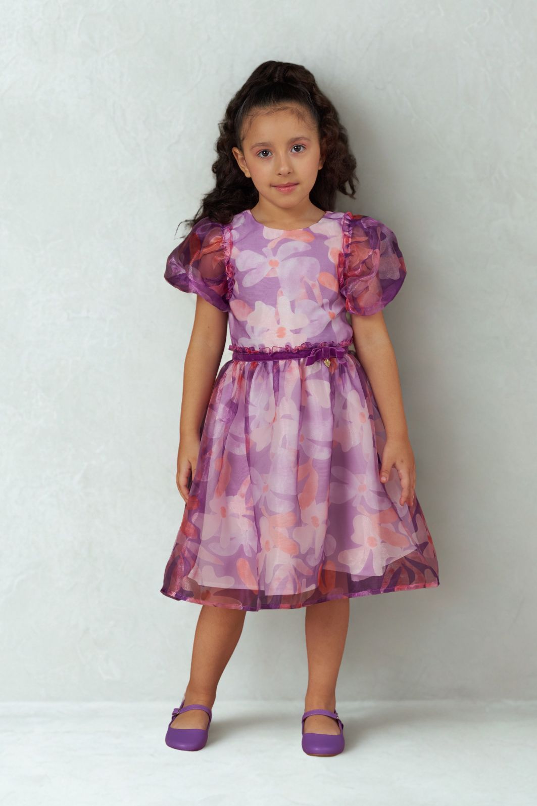 Vestido de organza estampado