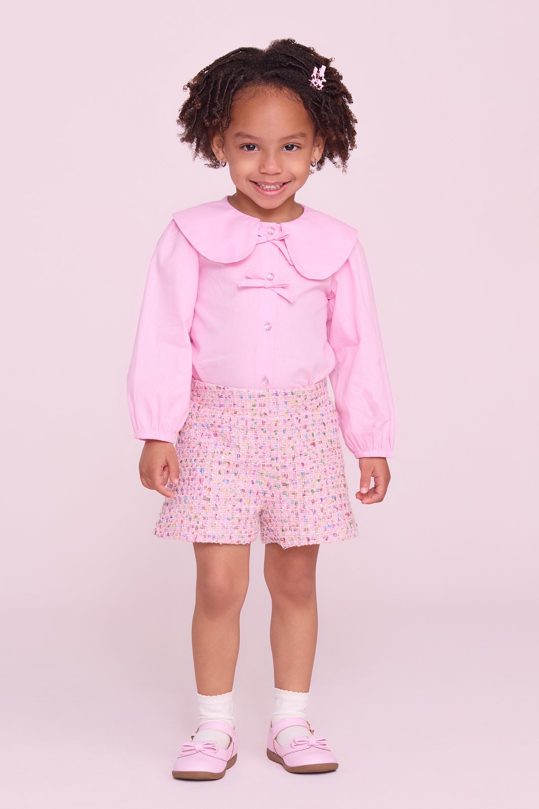 Conjunto Camisa De Tricoline E Short De Tweed Conjunto Camisa De Tricoline E Short De Tweed