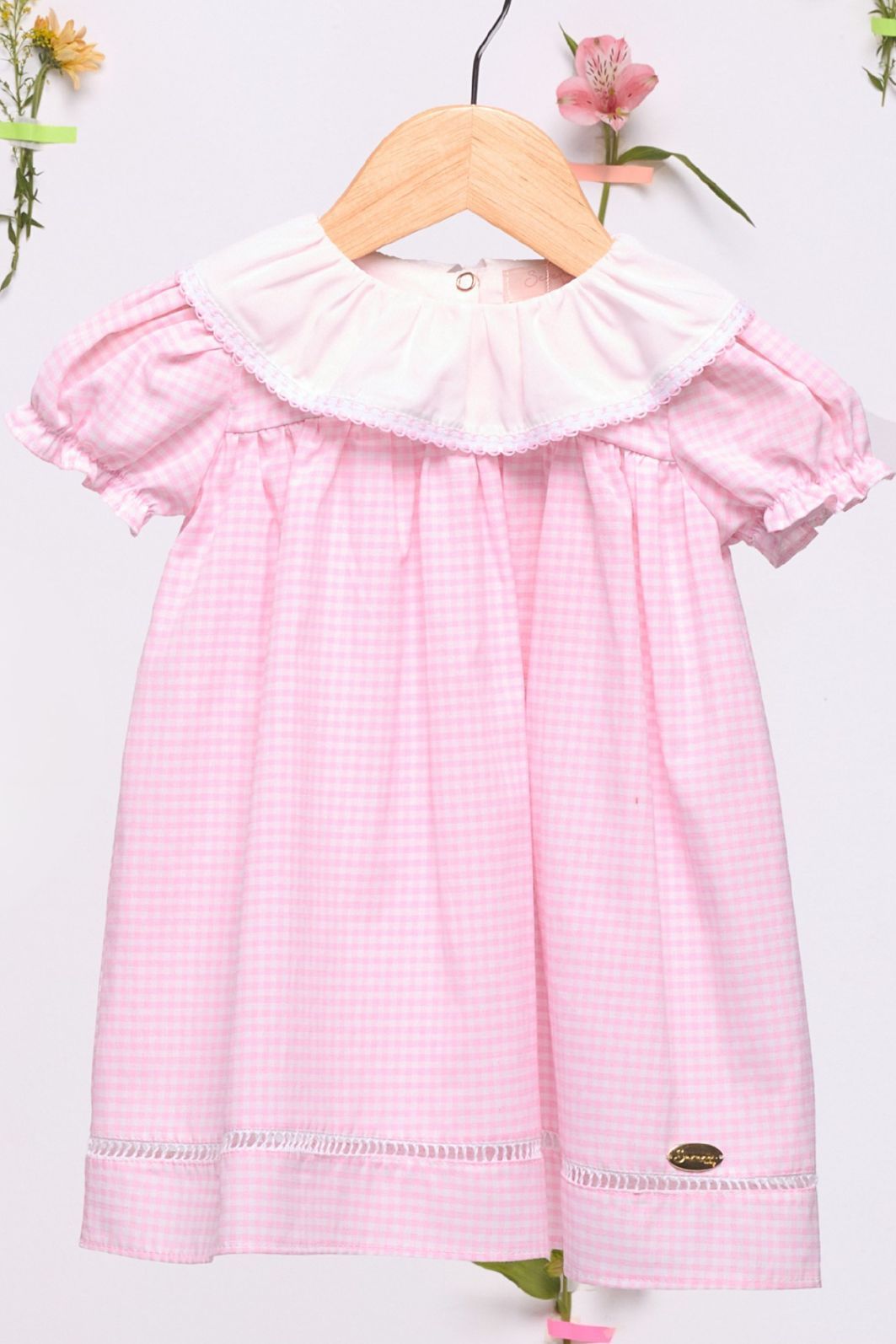 Vestido xadrez com gola Vestido xadrez com gola