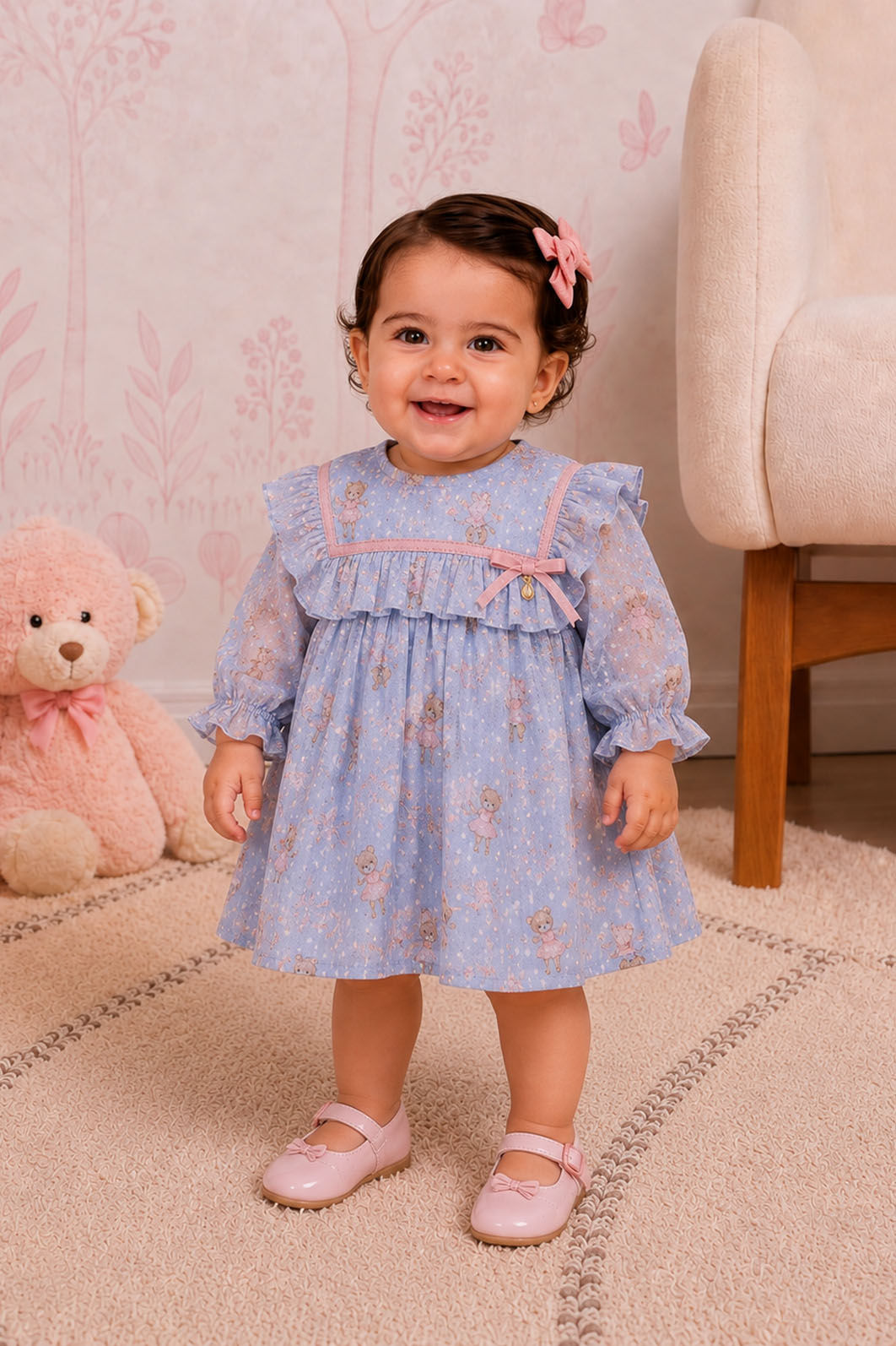 Vestido De Chiffon Diamante Estampa De Ursinha Vestido De Chiffon Diamante Estampa De Ursinha