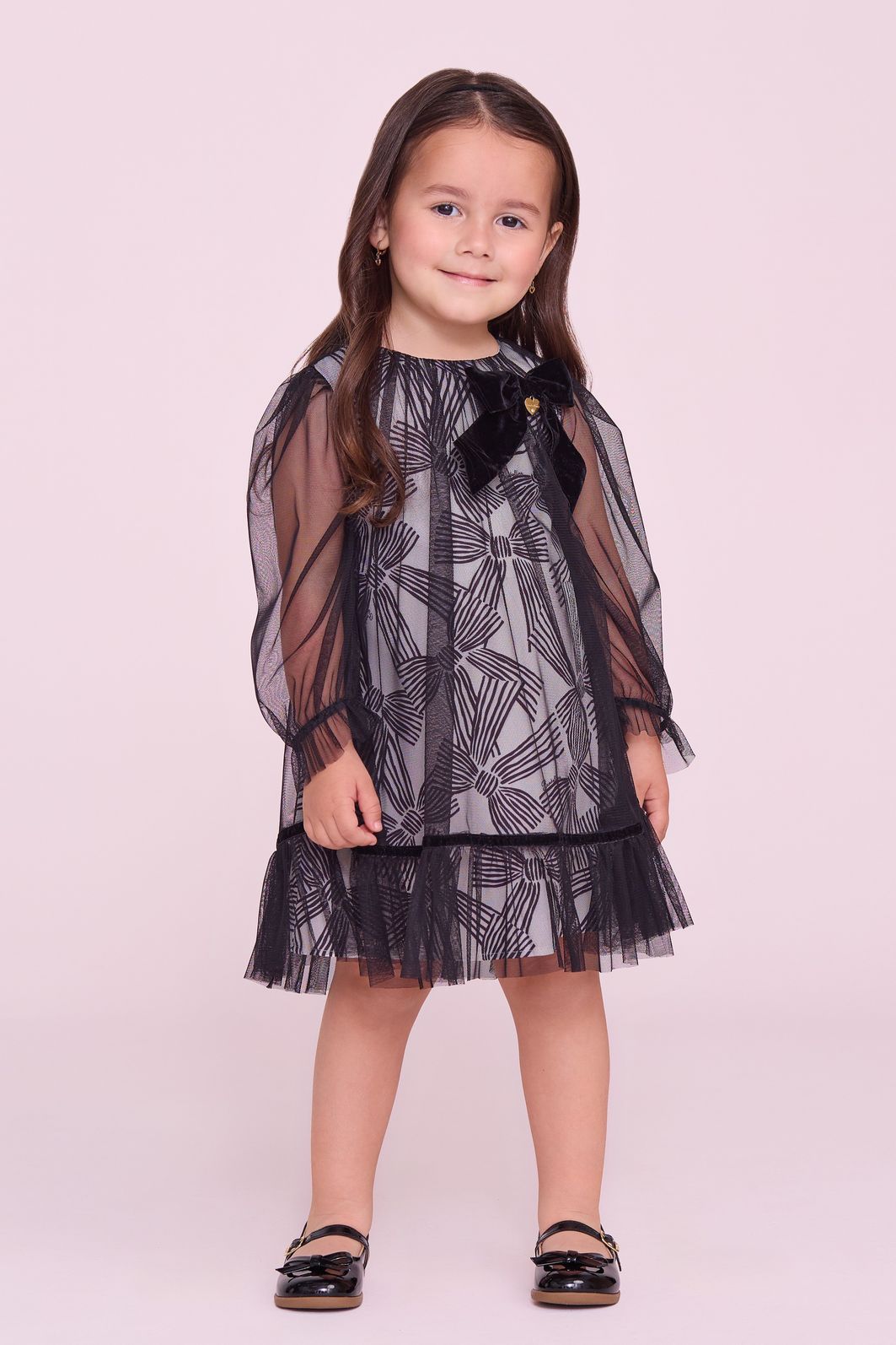 Vestido de Tule Com Forro Estampas De Laço Vestido de Tule Com Forro Estampas De Laço