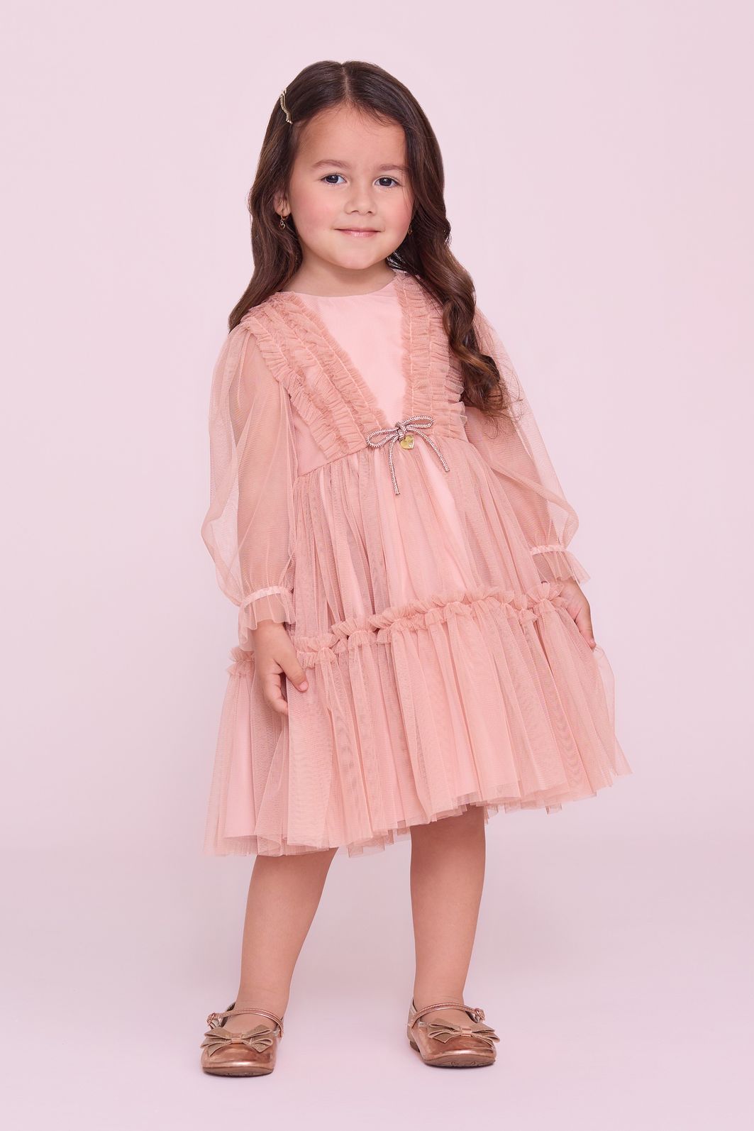 Vestido De Tule Com Laço e Strass Vestido De Tule Com Laço e Strass