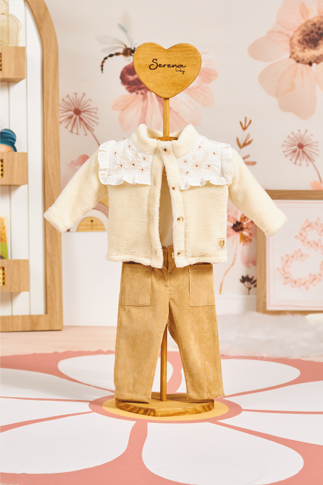 Casaco de pele com gola bordada