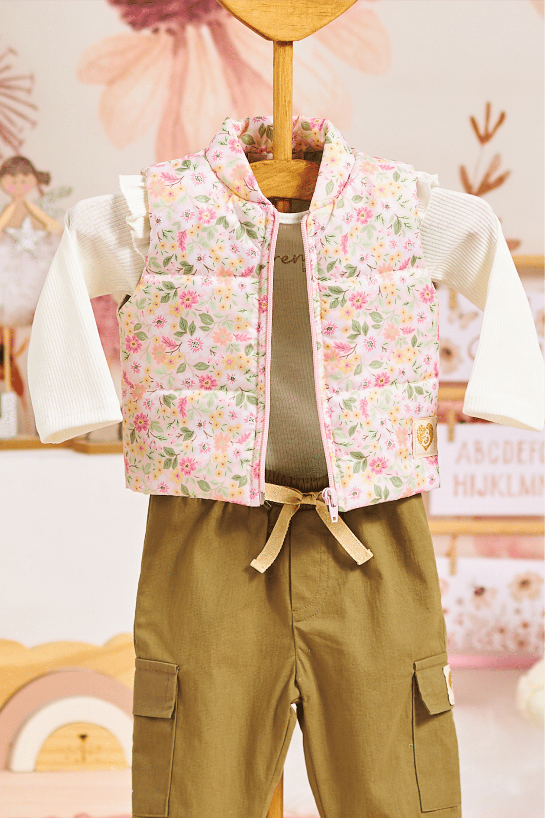 Colete matelado com estampa floral