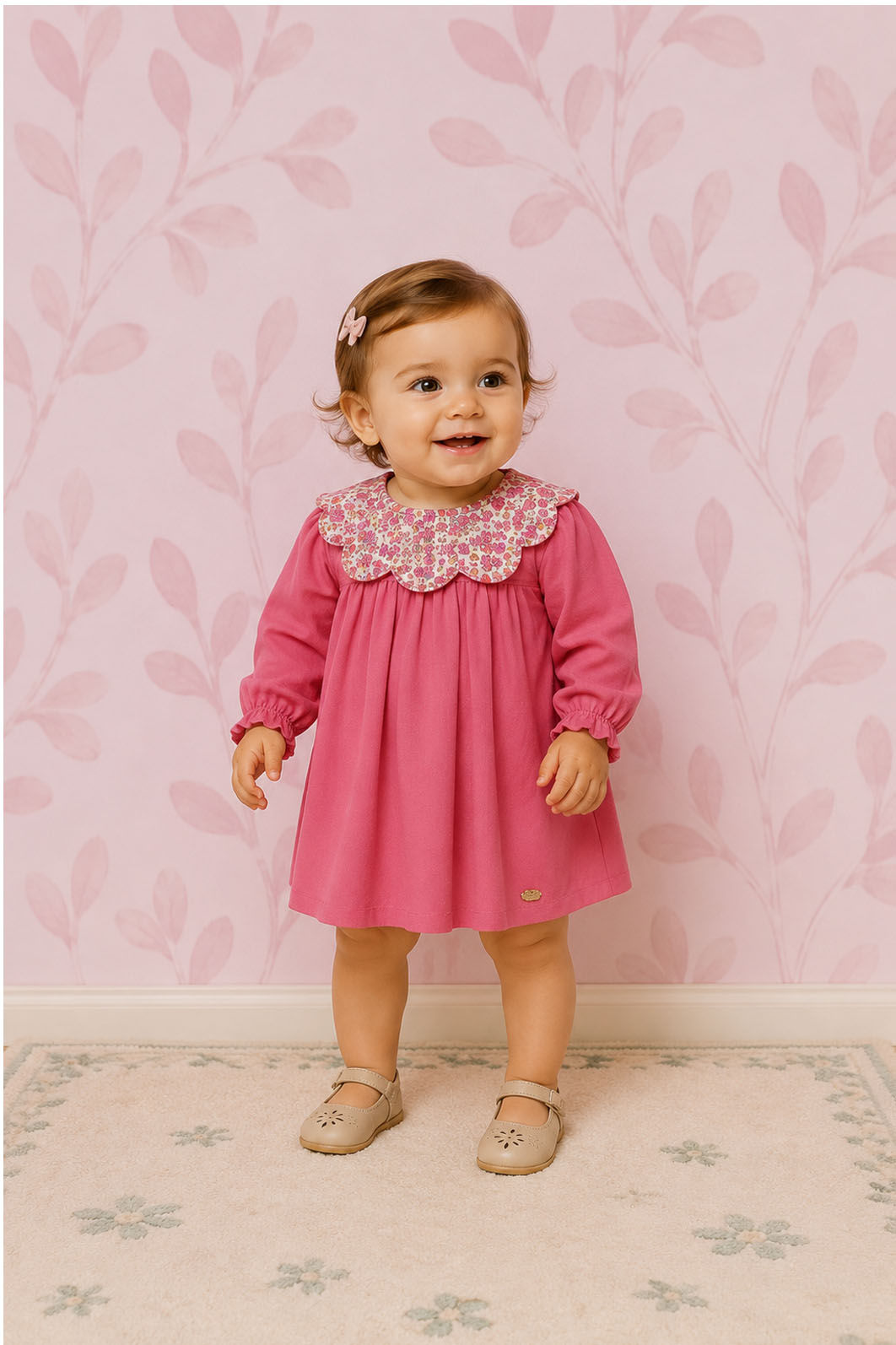 Vestido De Tricoline Com Babador Removível Vestido De Tricoline Com Babador Removível