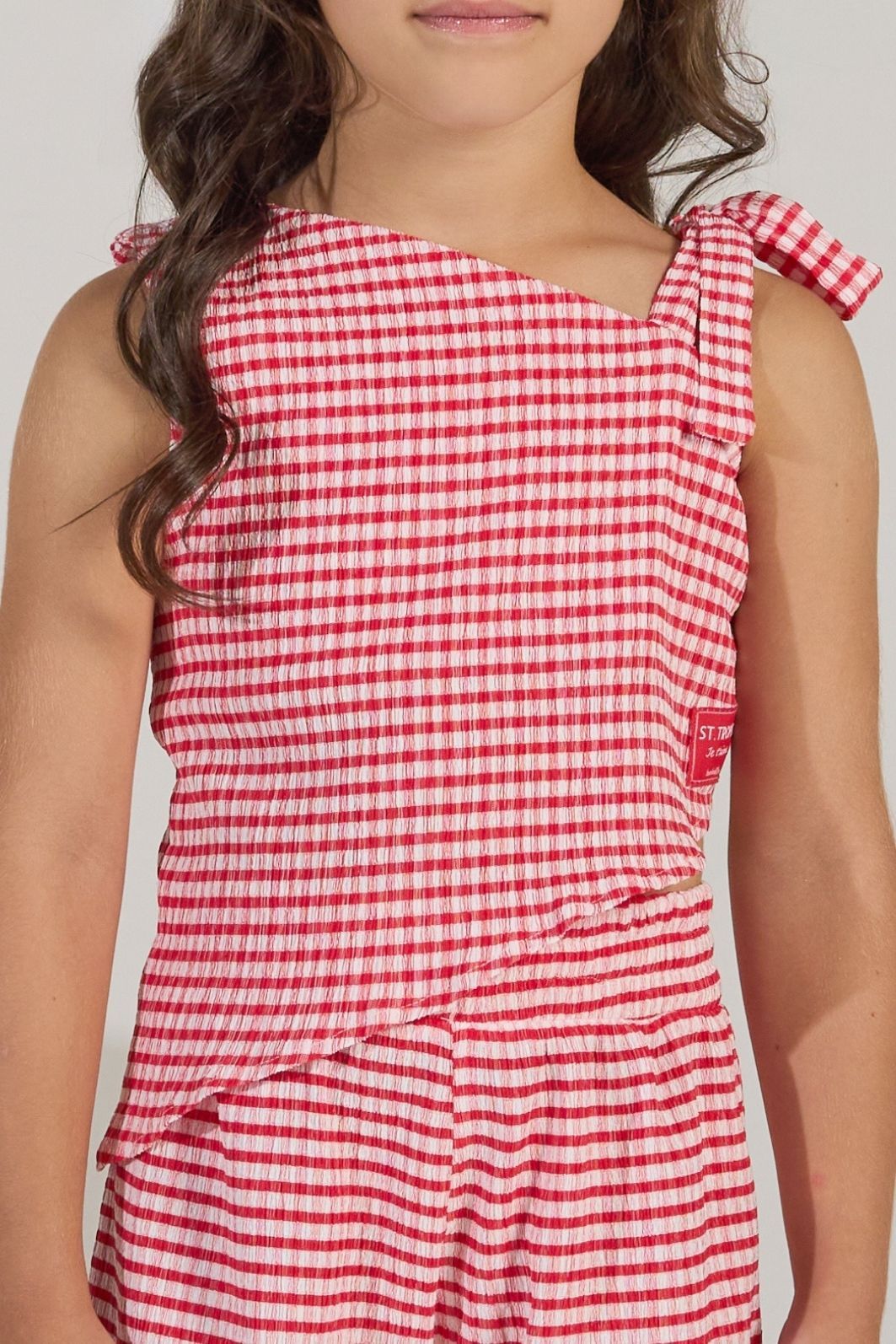 Conjunto blusa e short xadrez