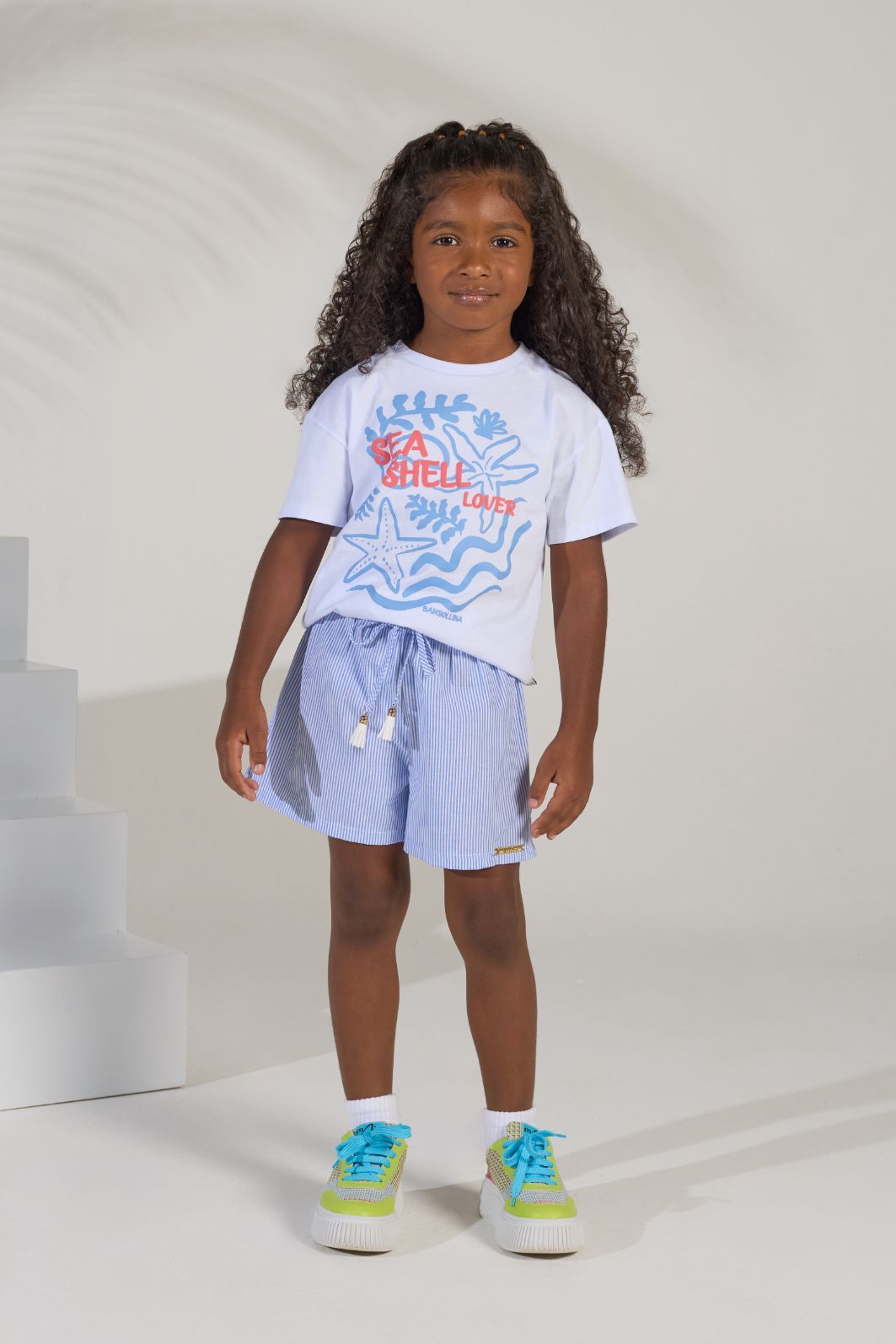 Conjunto de t-shirt e short listrado