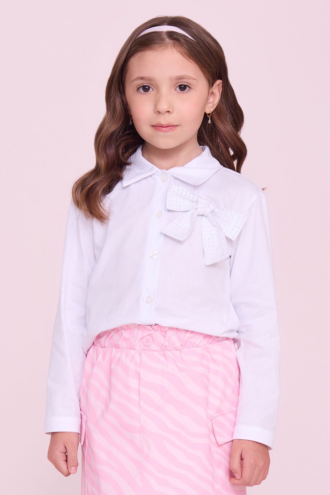 Camisa De Tricoline Com Laços E Strass Camisa De Tricoline Com Laços E Strass