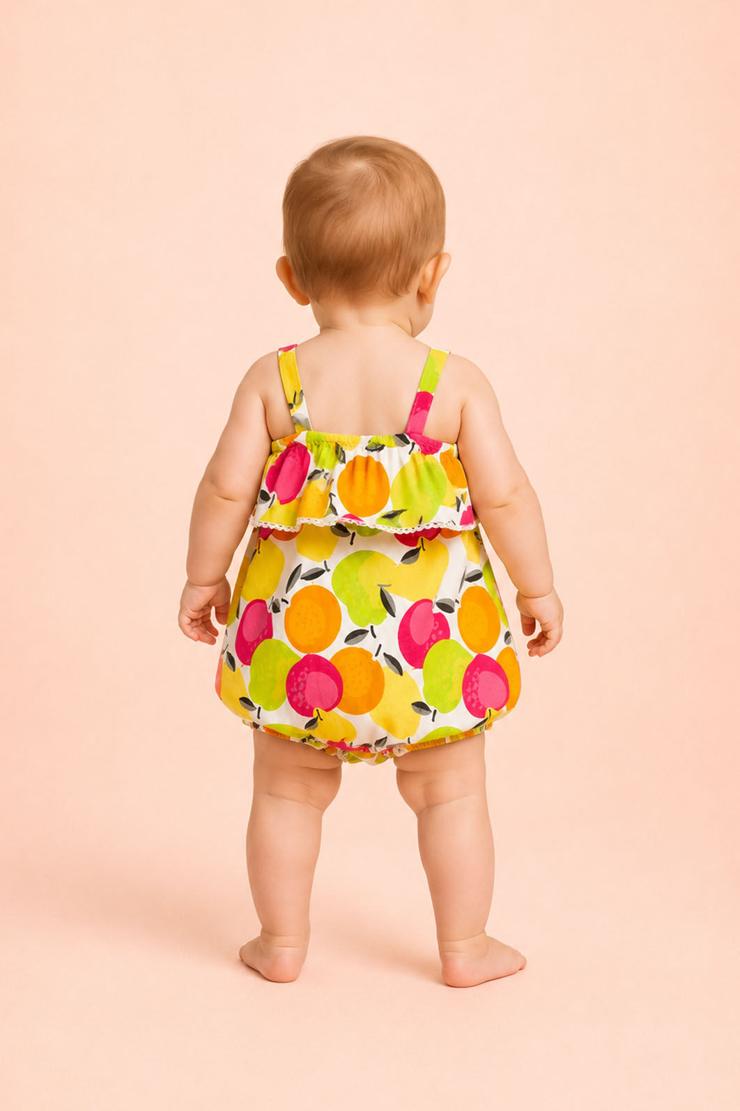 Romper de malha com babado no pala Romper de malha com babado no pala