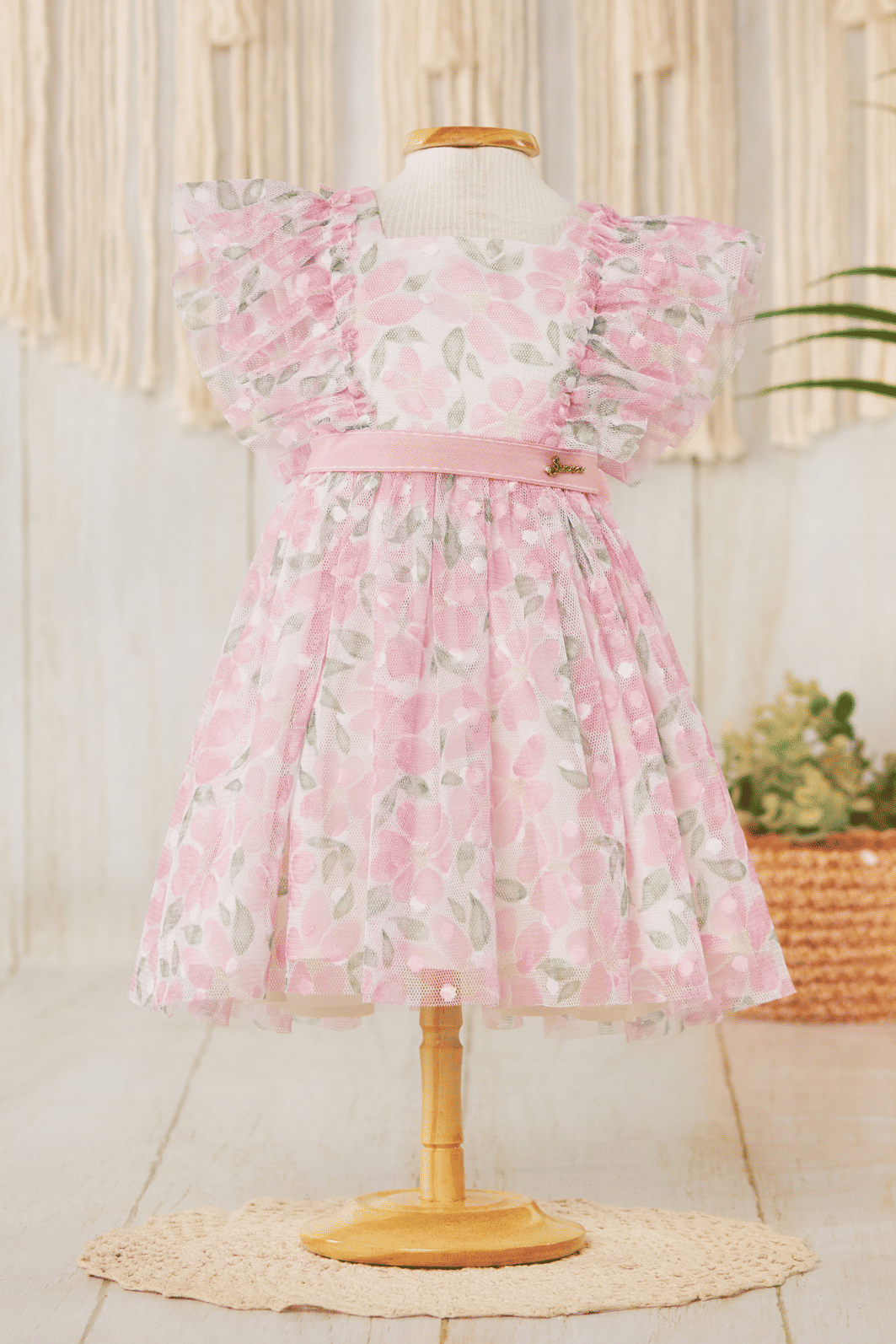 Vestido de tule floral