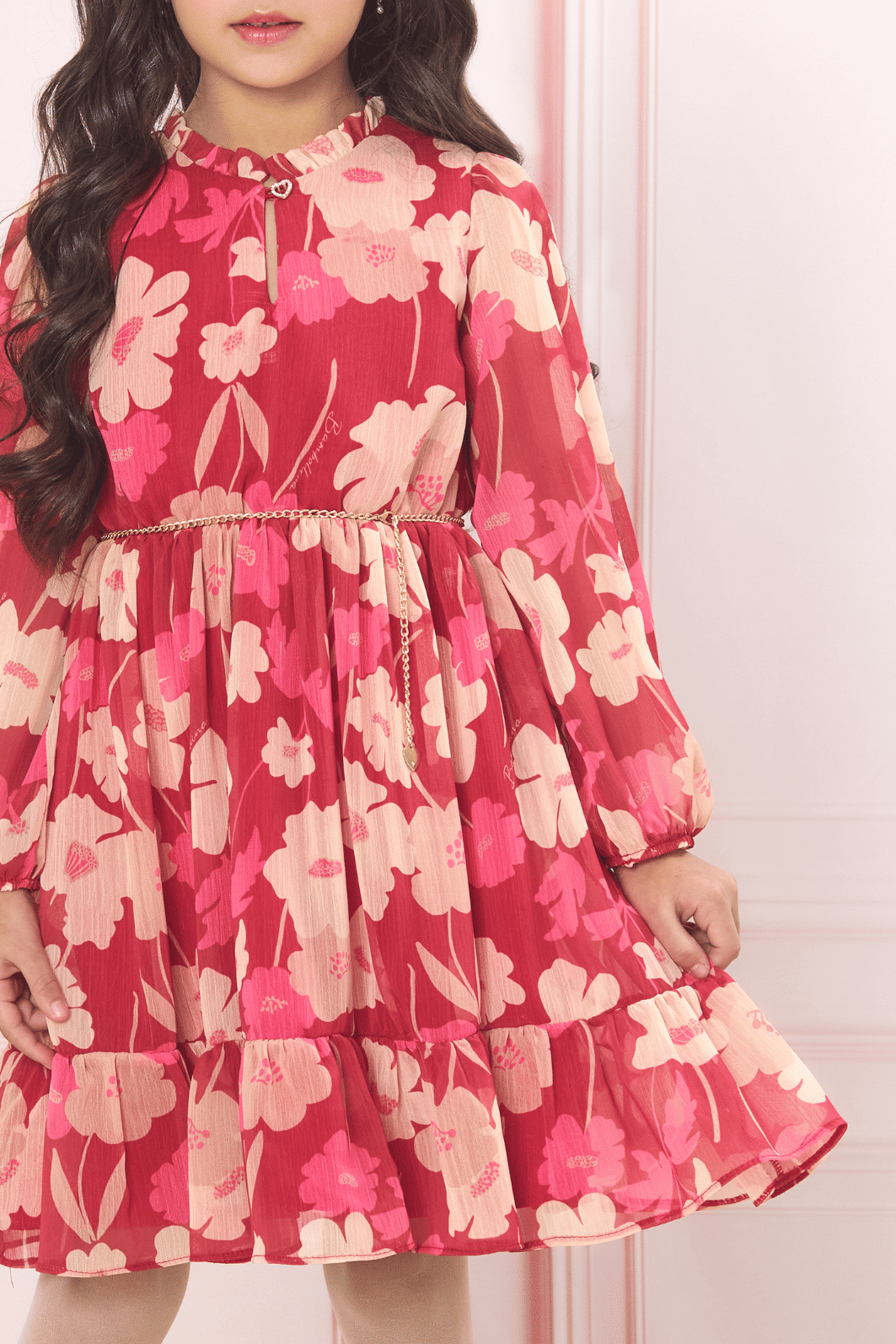 Vestido manga longa com estampa Vestido manga longa com estampa