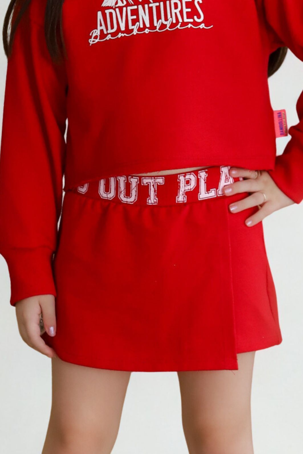 Short-saia de moletinho com silk Short-saia de moletinho com silk