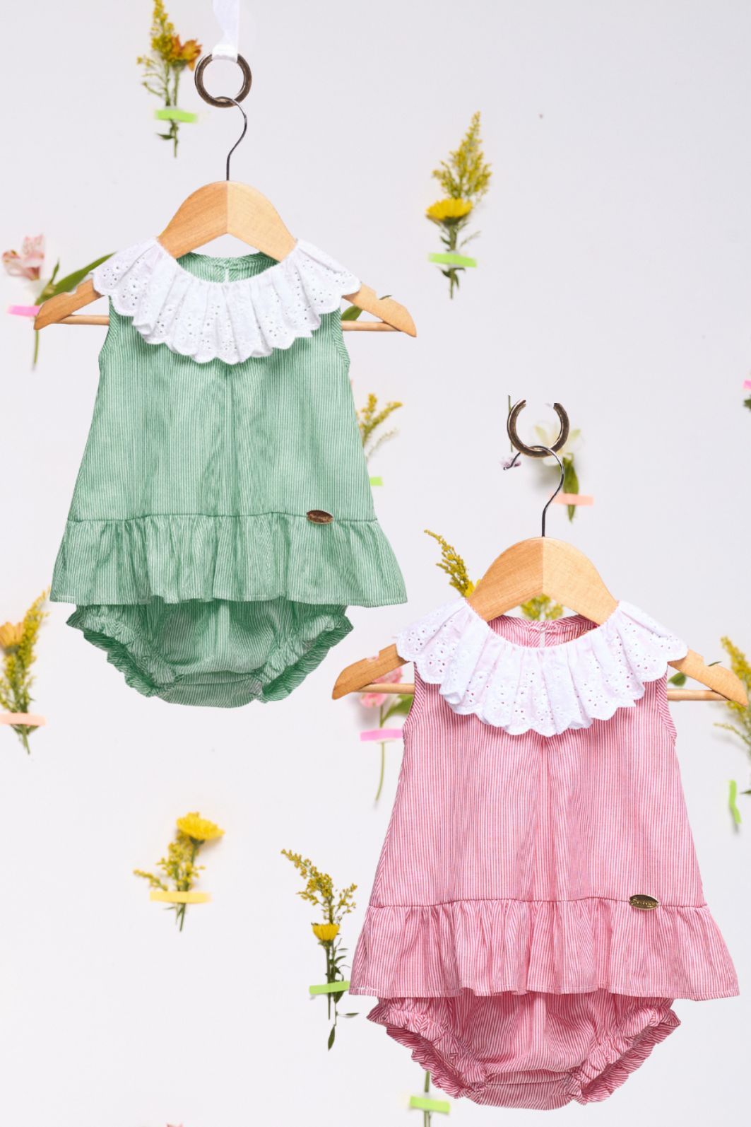 Conjunto bata e calcinha listrados