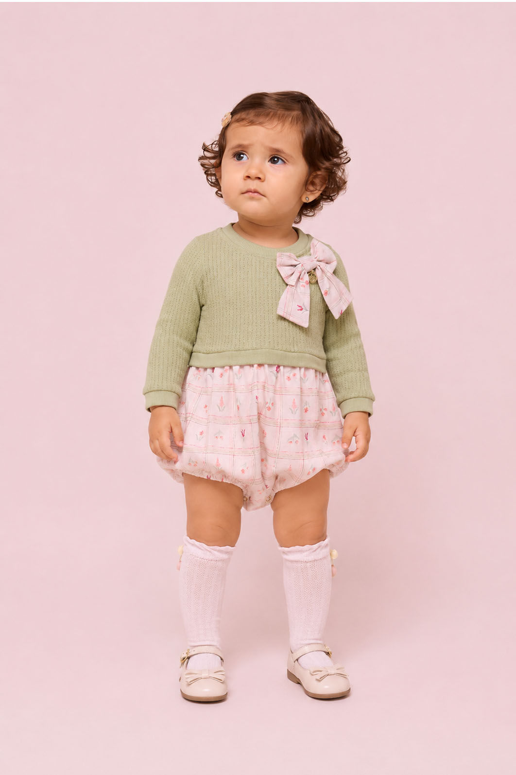 Romper De Tricot Com Air Flow Estampado Romper De Tricot Com Air Flow Estampado