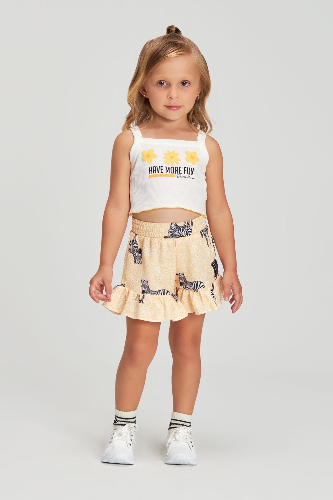 Conjunto regata de ribana e short estampa print zebra