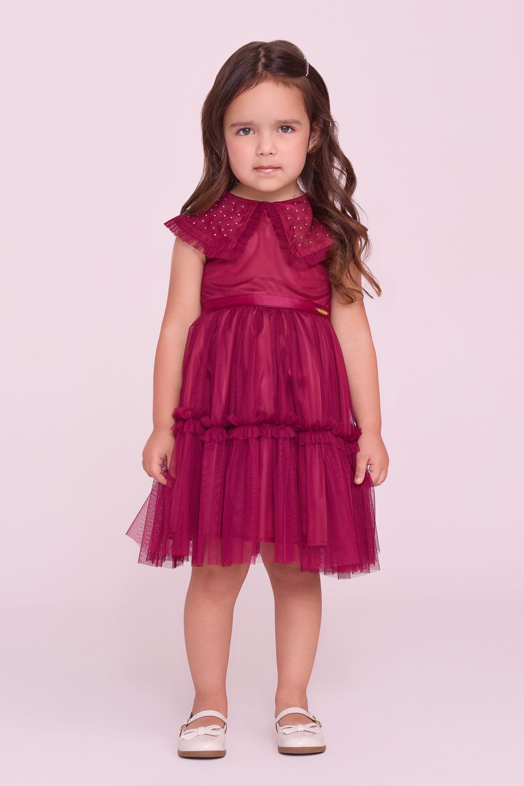 Vestido De Tule Com Strass Na Gola Vestido De Tule Com Strass Na Gola