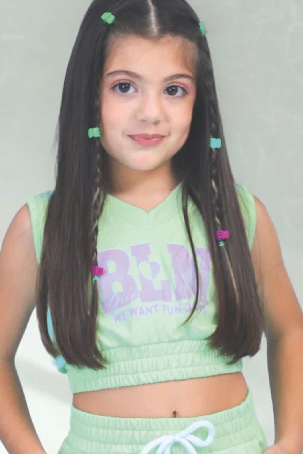 Conjunto cropped de moletinho com silk e short alongado