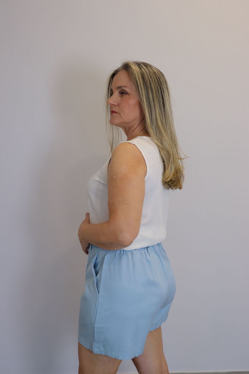 Short Maxma Linho Feminino Cor Azul Short Maxma Linho Feminino Cor Azul