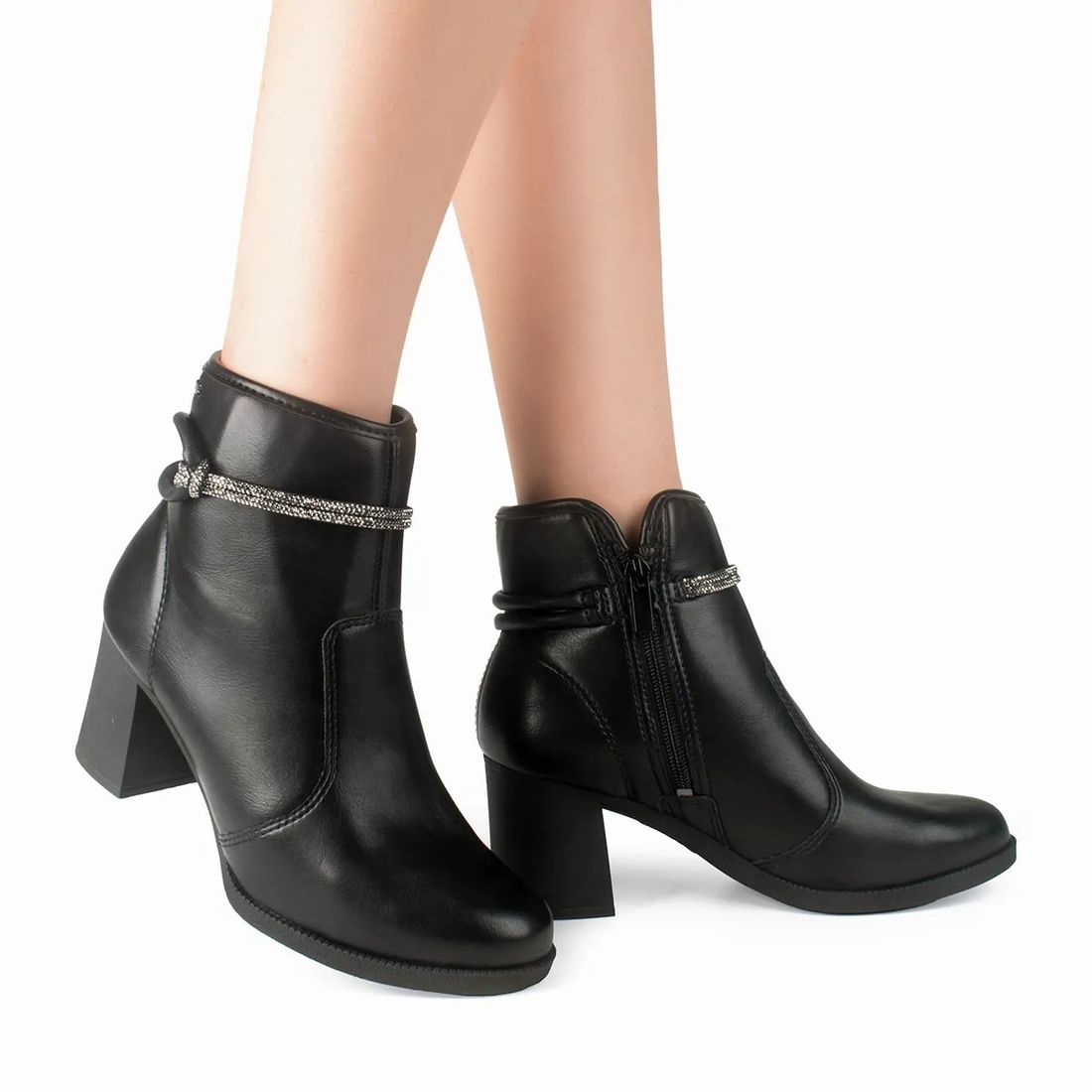 Bota Feminina Ankle Boot Couro Preta Capodarte Bota Feminina