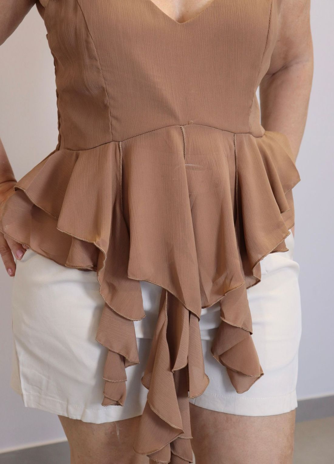 Blusa Maxma Babados Femino Cor Marrom Blusa Maxma Babados Femino Cor Marrom