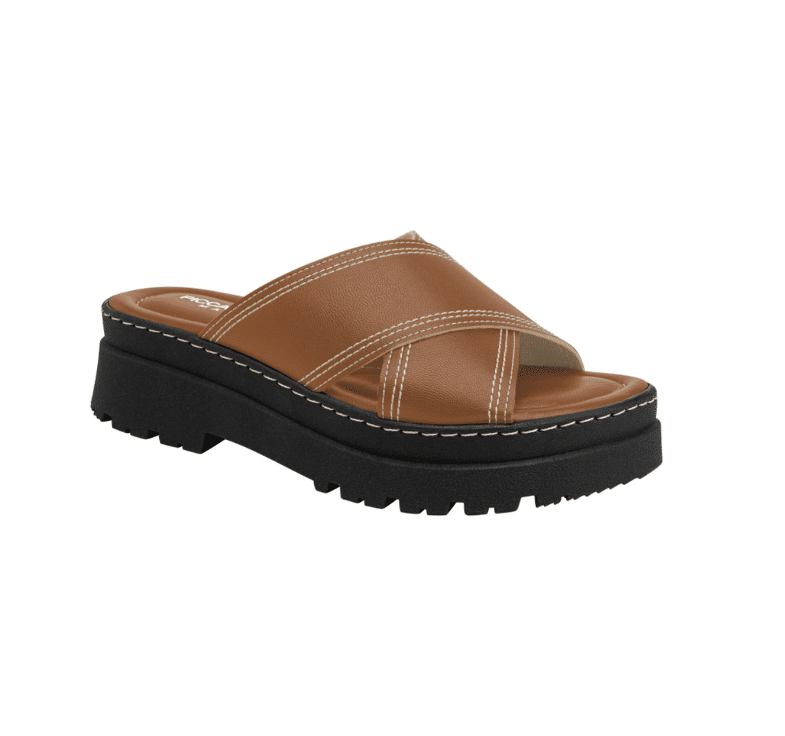 Tamanco Piccadilly Salto Tratorado Feminino Cor Ocre