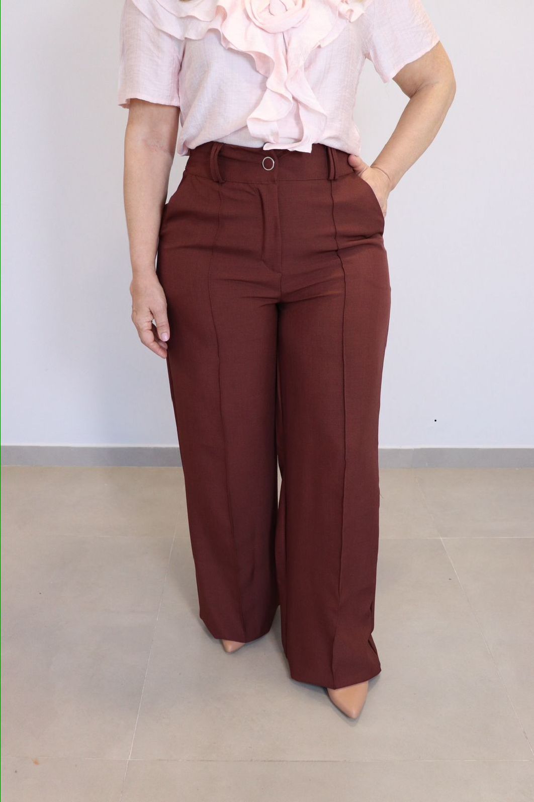 Calça Maxma Alfaiataria Feminino Cor Marrom