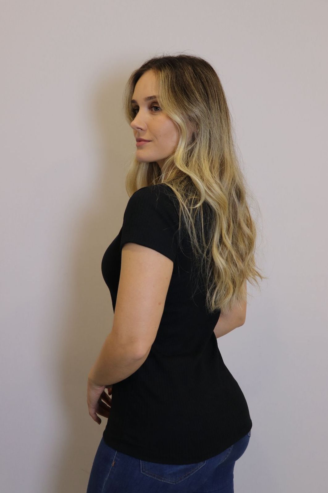 Blusa Lzt Ribana Gola V Feminina Cor Preto Blusa Lzt Ribana Gola V Feminina Cor Preto