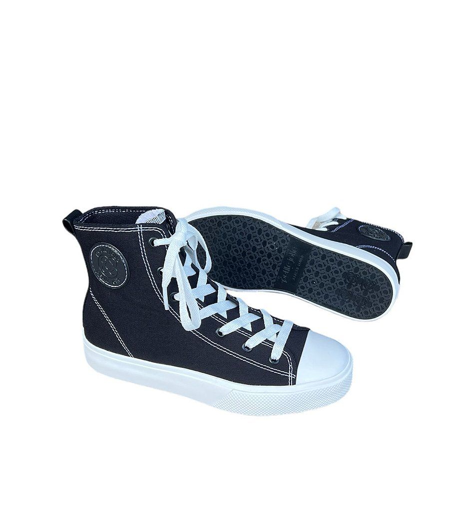 Tênis Petite Jolie Cano Alto Feminino Cor Preto/Branco Tênis Petite Jolie Cano Alto Feminino Cor Preto/Branco