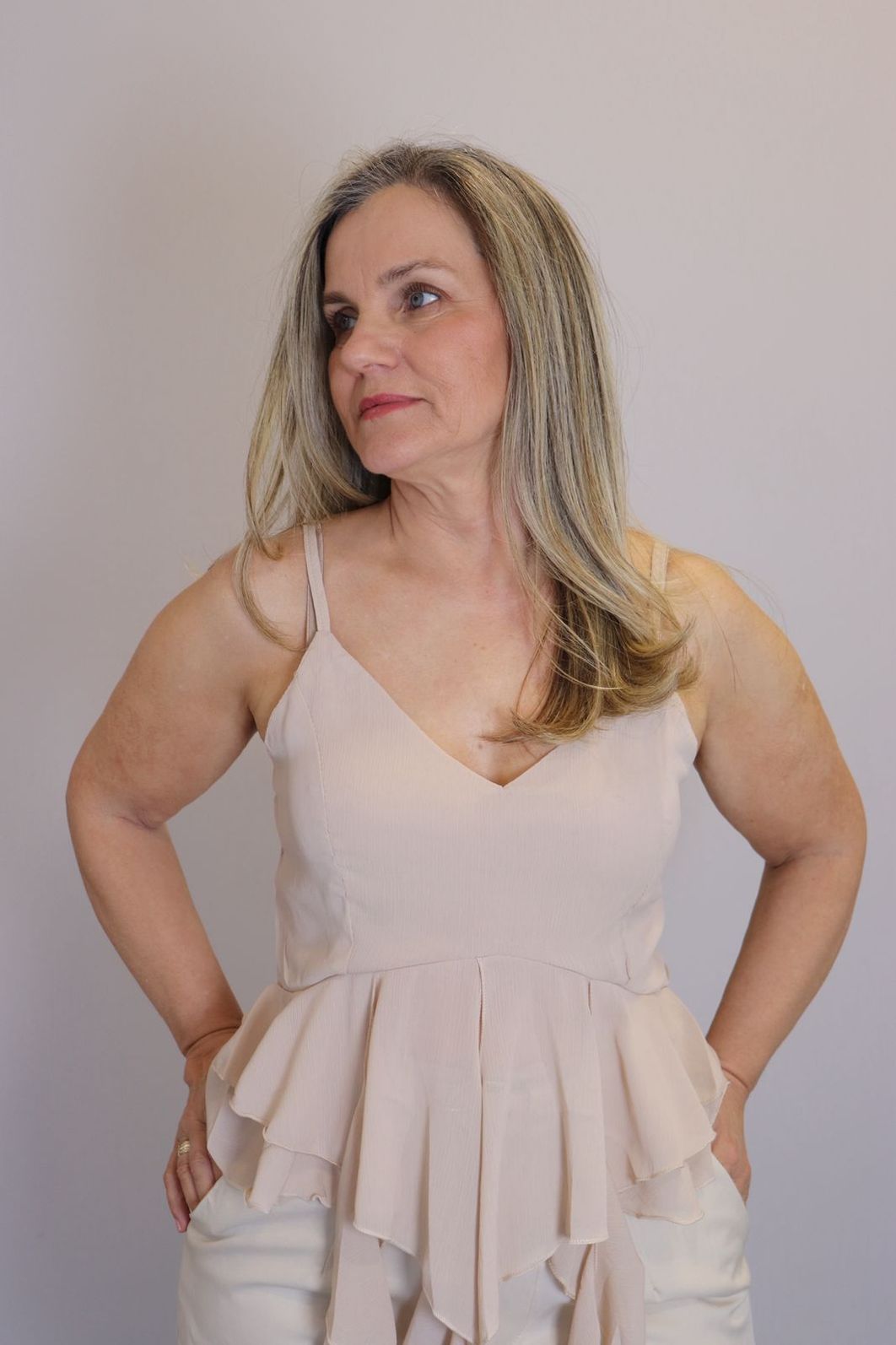 Blusa Maxma Babados Femino Cor Nude Blusa Maxma Babados Femino Cor Nude