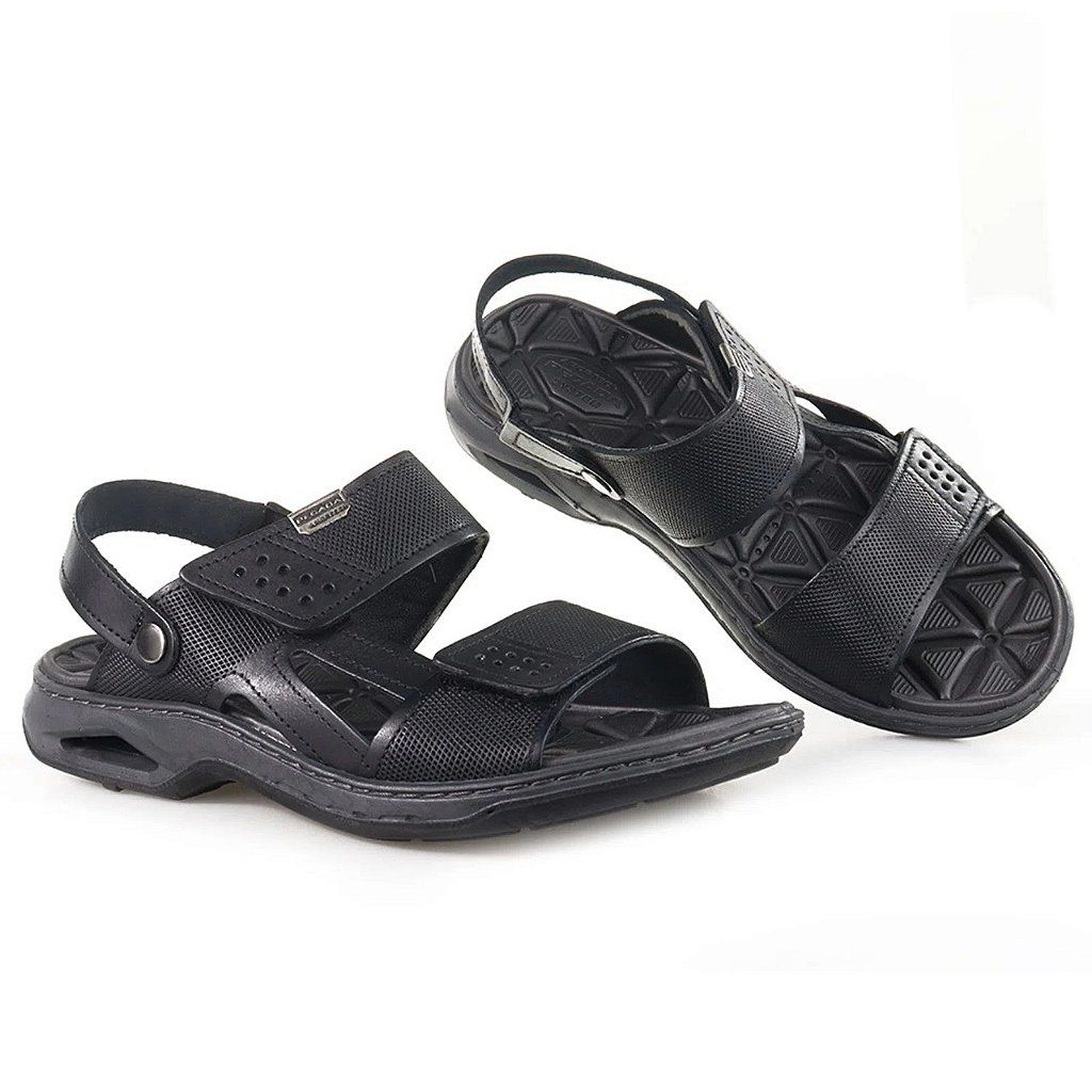 Sandália Pegada Em Couro Masculino Cor Preto Sandália Pegada Em Couro Masculino Cor Preto
