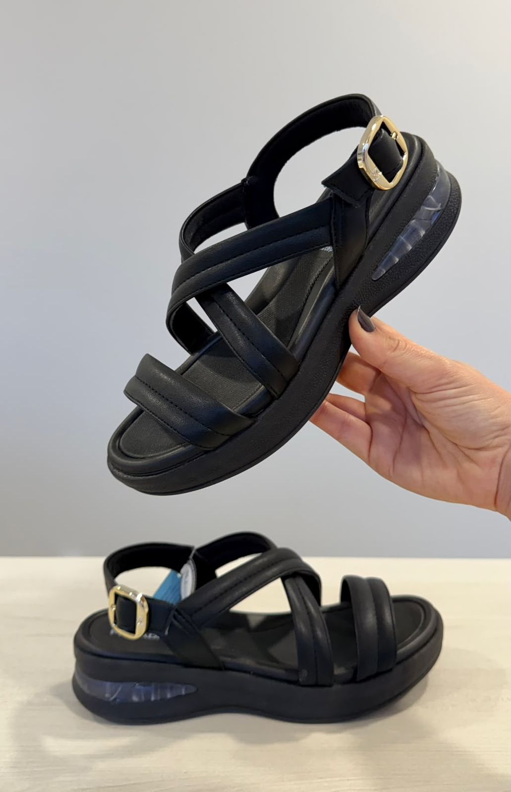 Sandália SoftStep Anabela Feminino Cor Preto