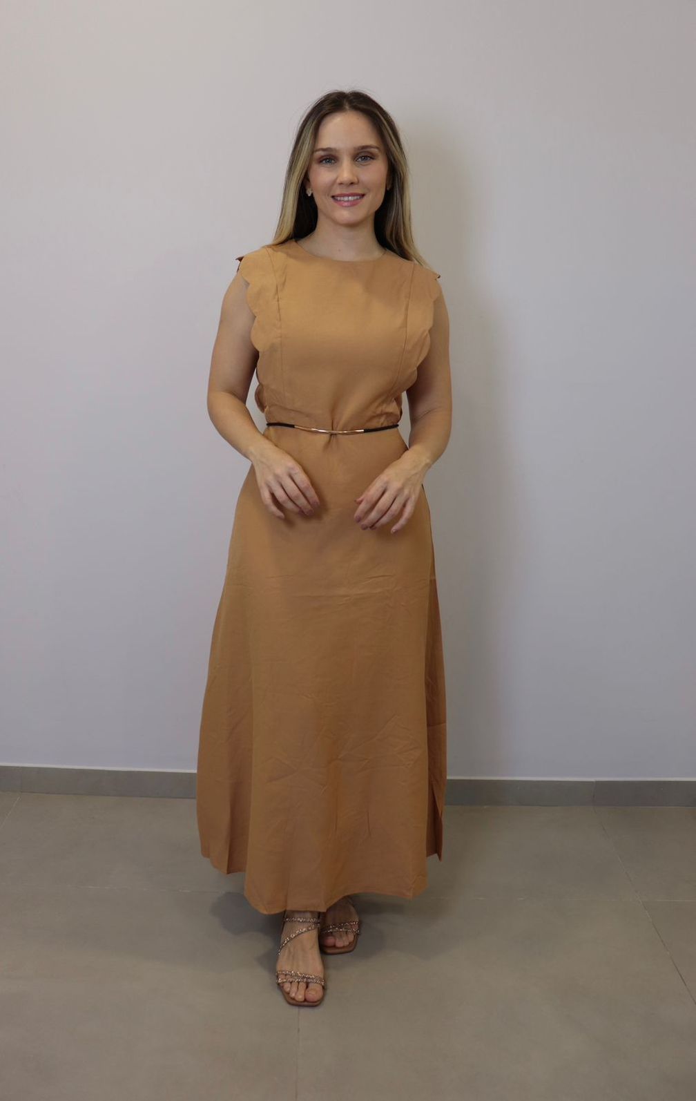 Vestido Bellina Feminino Cor Caqui