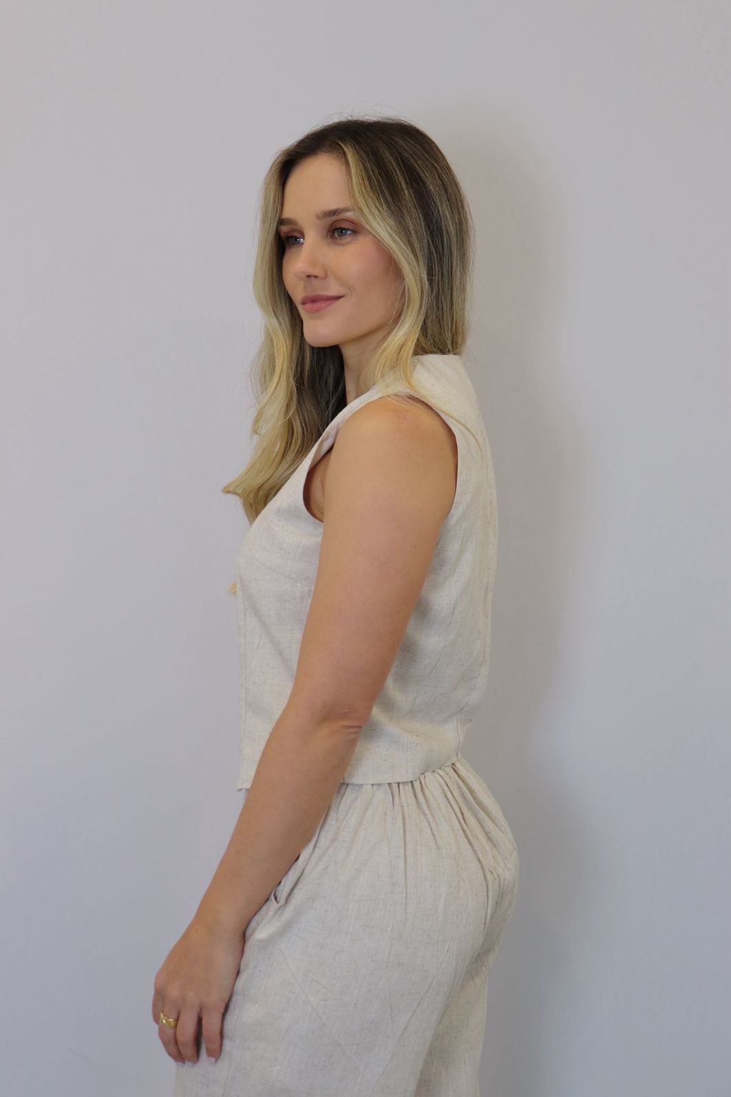 Conjunto Bellina Alfaiataria Linho Feminino Cor Nude Conjunto Bellina Alfaiataria Linho Feminino Cor Nude