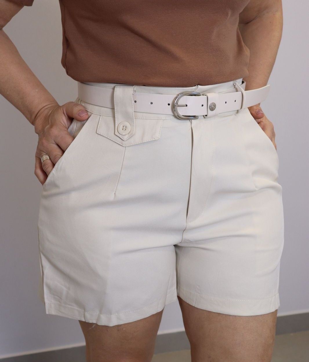 Short Maxma Linho Feminino Cor Off White