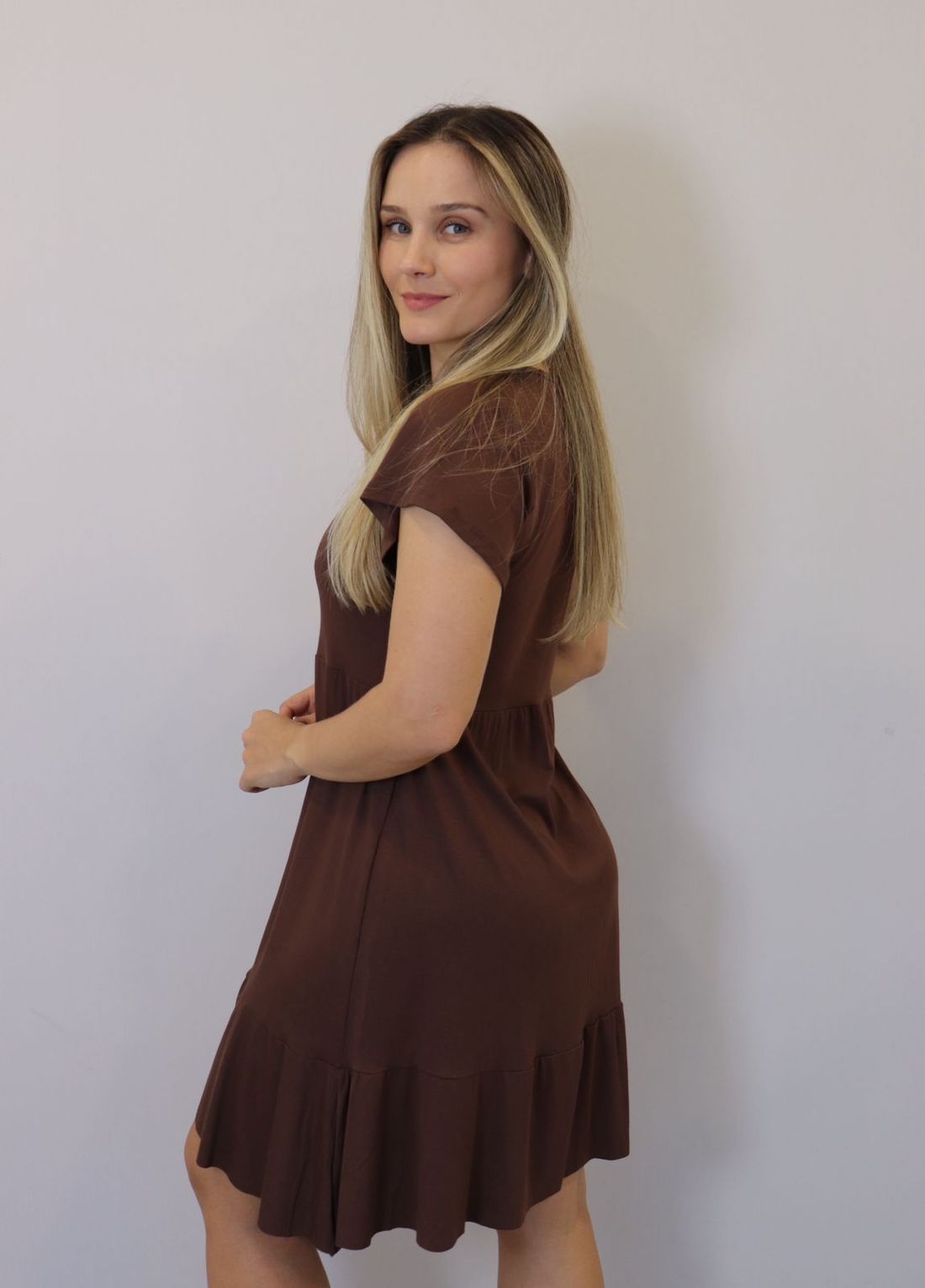 Vestido Kodos Curto Feminino Cor Cafe Vestido Kodos Curto Feminino Cor Cafe