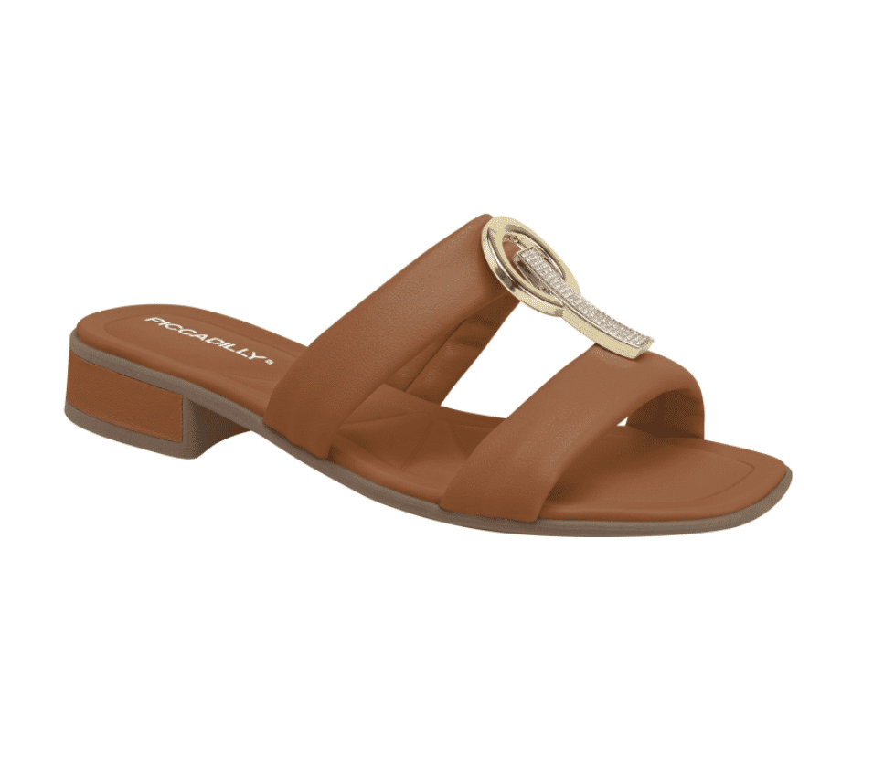 Tamanco Piccadilly Salto Baixo Feminino Cor Ocre