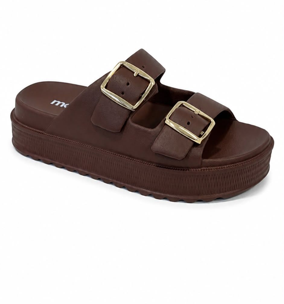 Rasteira Papete Moleca Fivelas Feminino Cor Chocolate