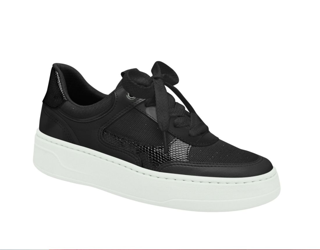 Tênis Piccadilly Casual Brilho Feminino Cor Preto