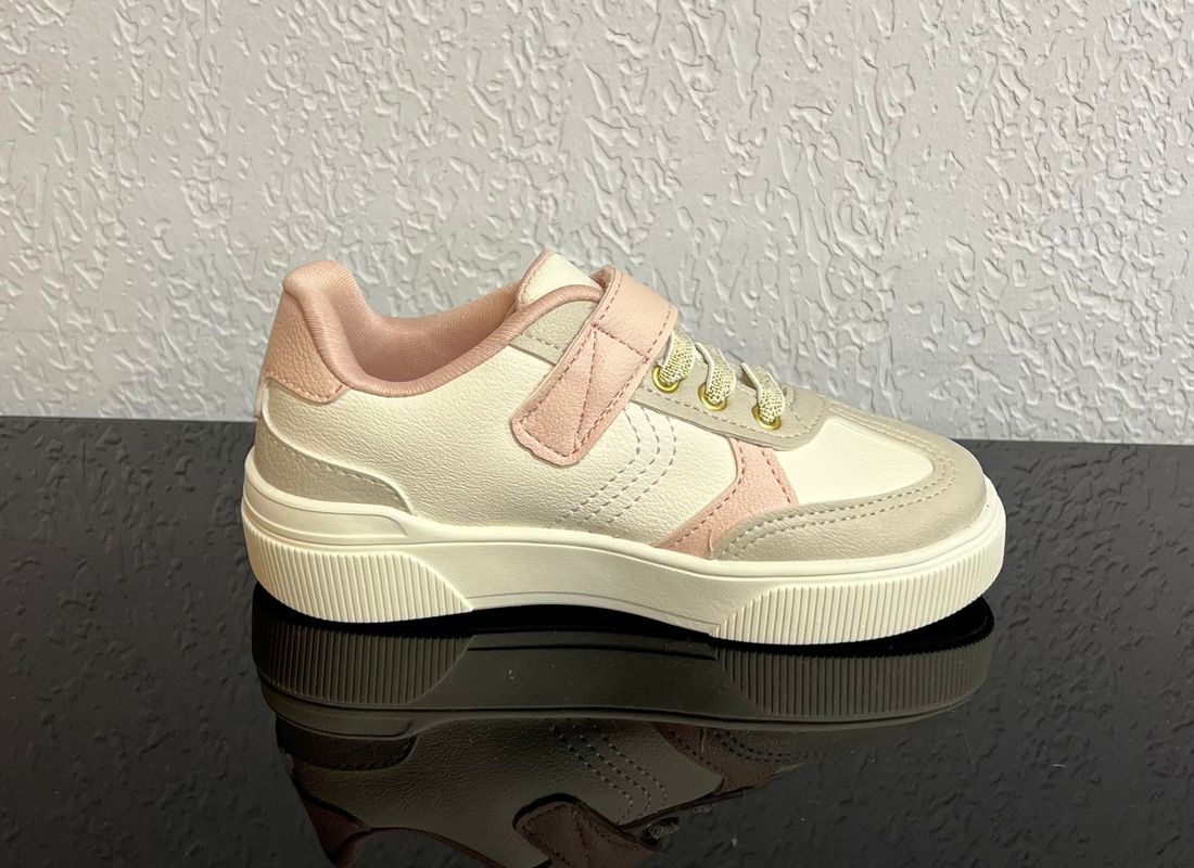 Tênis Klin Sky Infantil Feminino Cor Off White/Rosa/Cinza