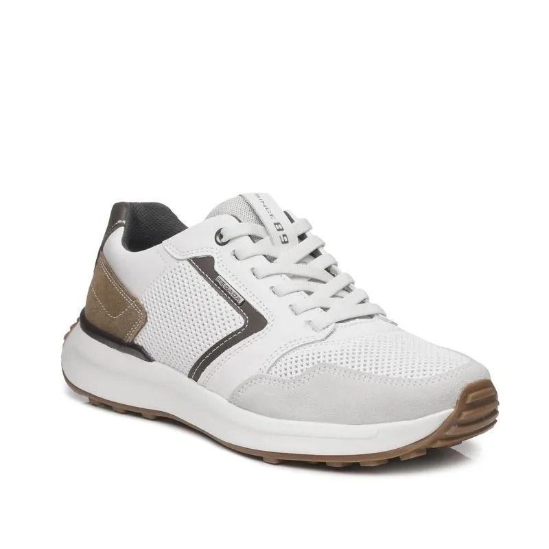 Tênis Pegada Jogging em Couro Masculino Cor Branco Tênis Pegada Jogging em Couro Masculino Cor Branco