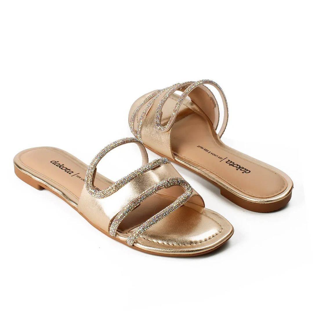 Rasteira Dakota Com Brilho Feminino Cor Dourado