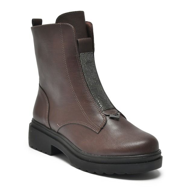 Bota Via Marte Strass Salto Baixo Feminino Cor Cafe Bota Via Marte Strass Salto Baixo Feminino Cor Cafe