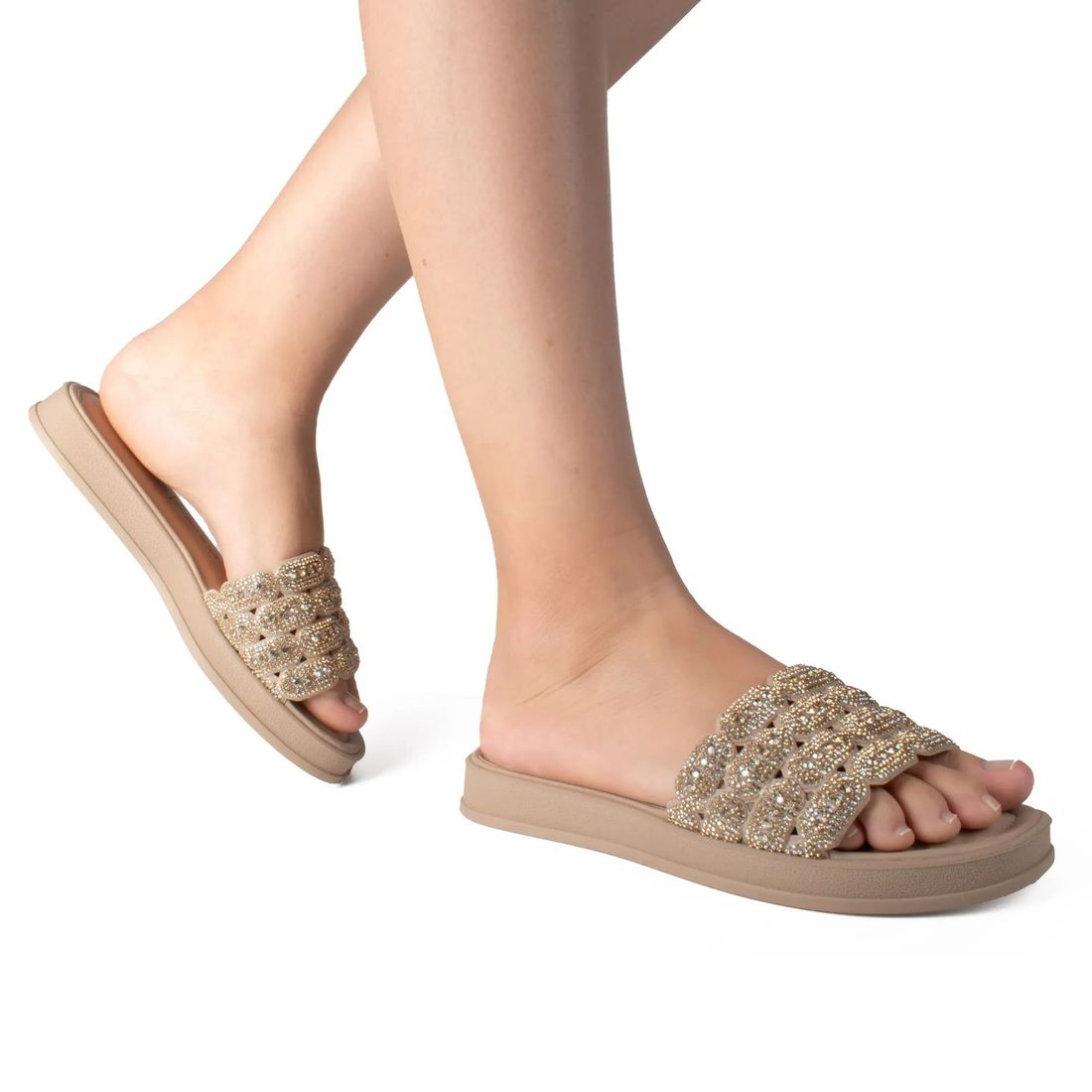 Rasteira Dakota Flatform Feminino Cor Bege/Dourado Rasteira Dakota Flatform Feminino Cor Bege/Dourado