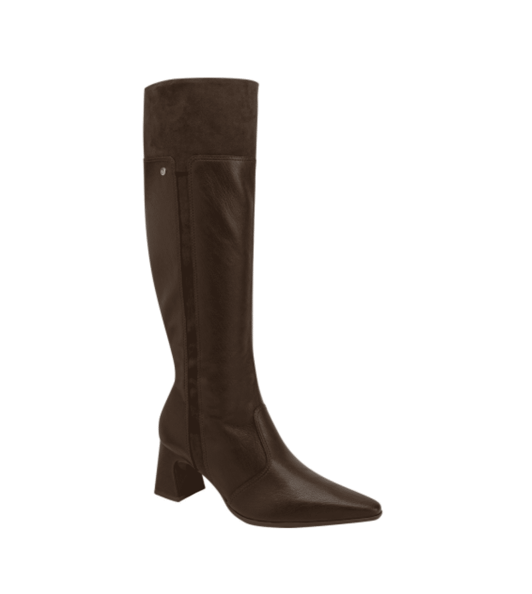 Bota Piccadilly Cano Longo Salto Alto Feminino Cor Marrom