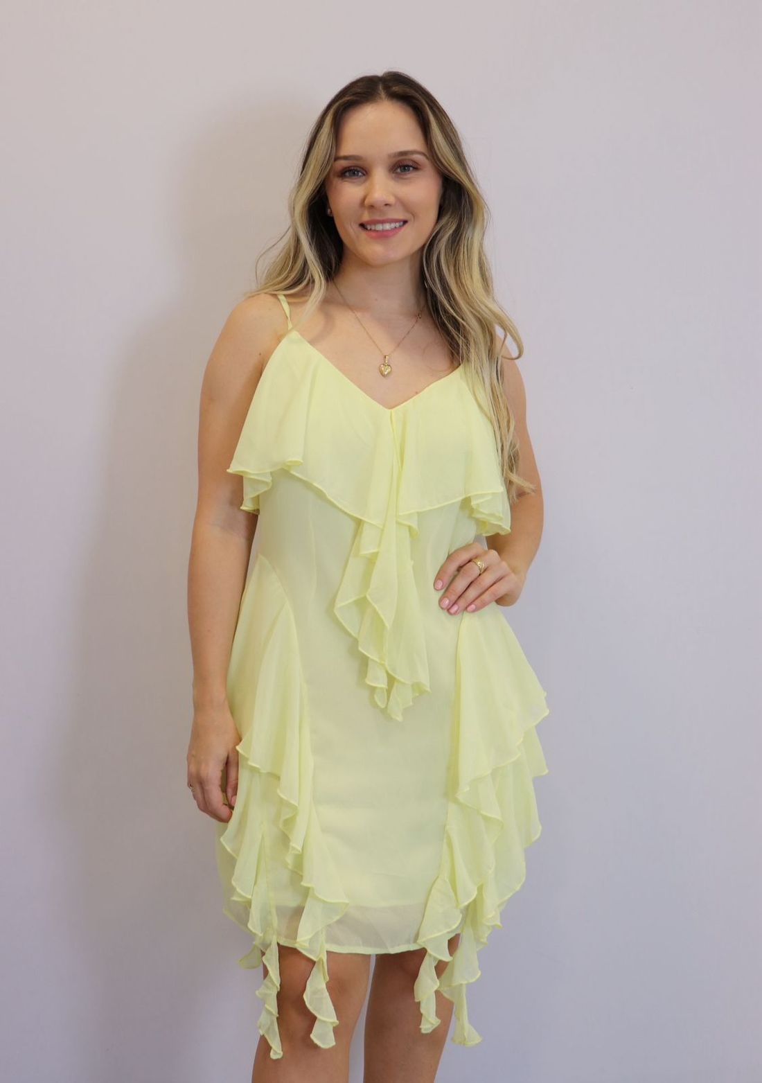 Vestido Curto My Chush Feminino Cor Amarelo