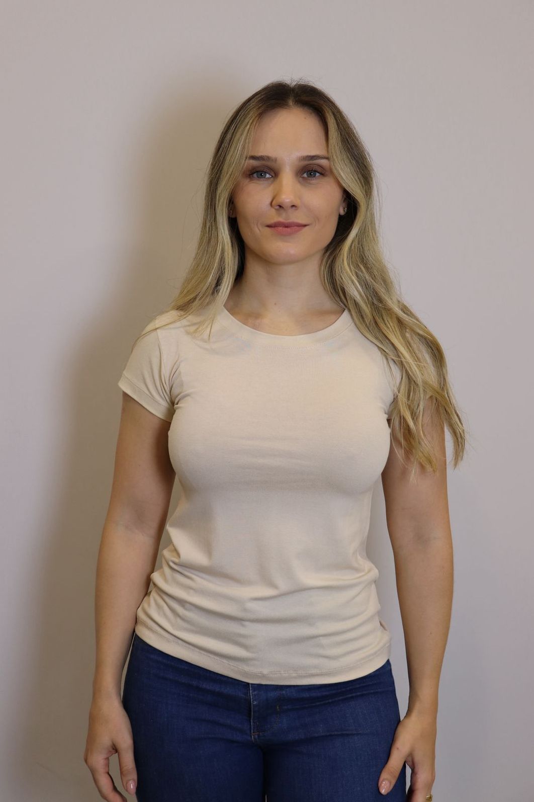 Blusa Lzt Baby Look Viscose Feminino Cor Capuccino Blusa Lzt Baby Look Viscose Feminino Cor Capuccino