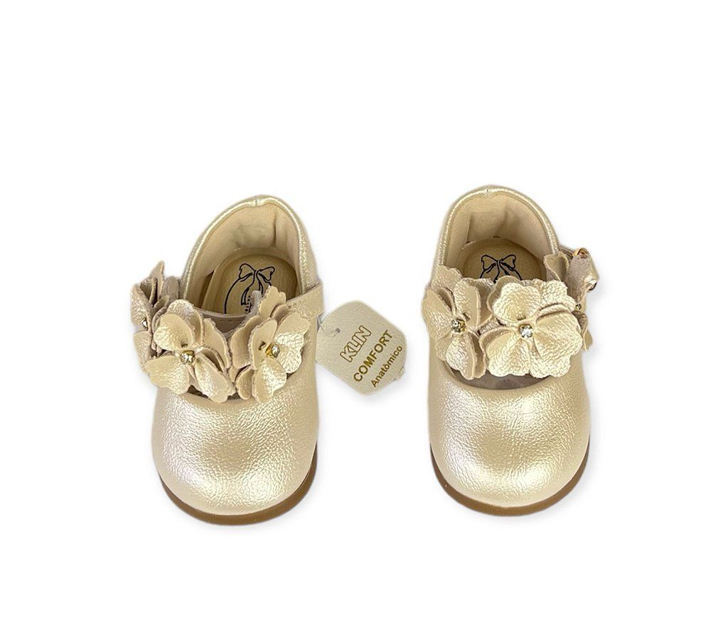 Sapatinho Infantil Sapatinho De Bebe Dourado Sapatilha Klin Princesa Baby Infantil Feminino Cor Dourado