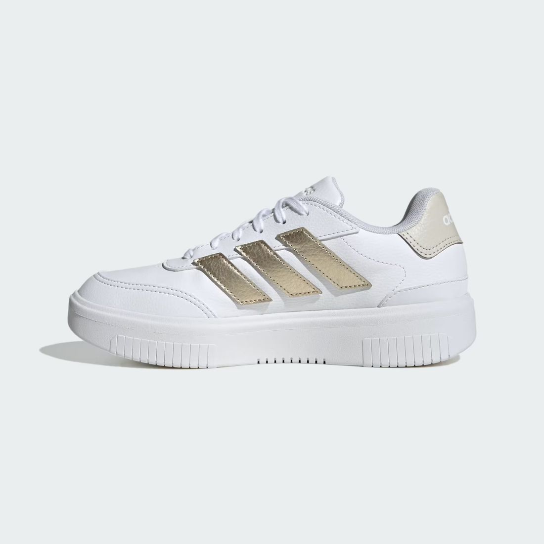 Tênis Adidas Courtblock Feminino Cor Branco/Dourado Tênis Adidas Courtblock Feminino Cor Branco/Dourado