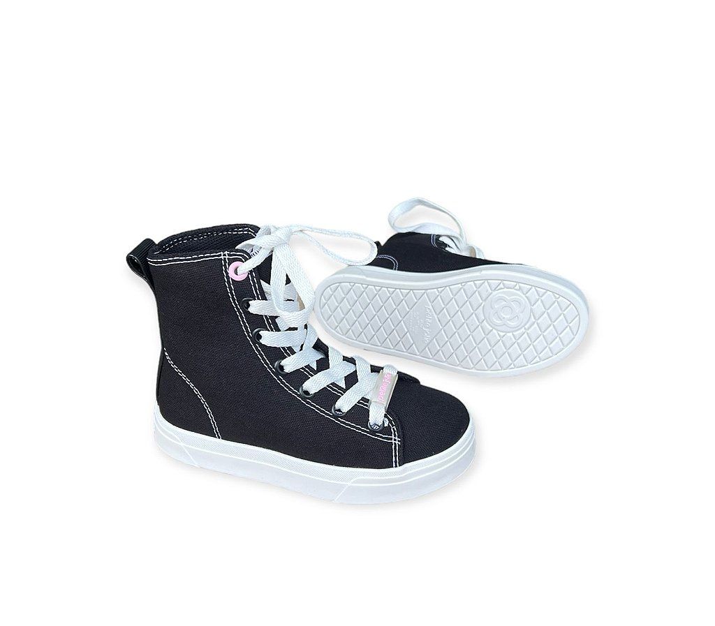 Tênis Petite Jolie Cano Alto Infantil Feminino Cor Preto Tênis Petite Jolie Cano Alto Infantil Feminino Cor Preto
